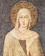 Simone Martini detail depicting Saint Clare of Assisi from a fresco  in the Lower basilica of San Francesco oil painting reproduction